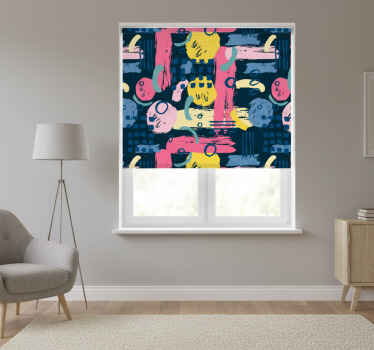 Living room roller blind in colorful abstract design - TenStickers
