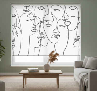 White roller blind with face pattern - TenStickers