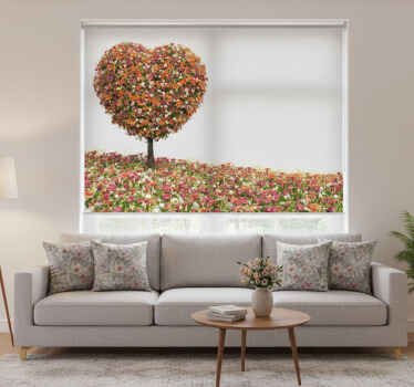 White roller blind heart-shaped fantasy tree mural - TenStickers