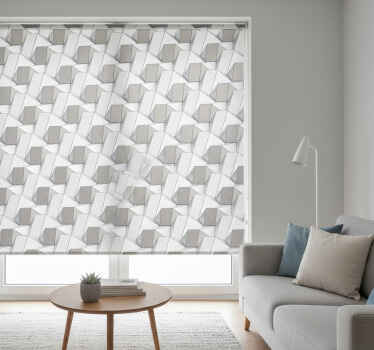 White roller blind with 3d grey pattern - TenStickers