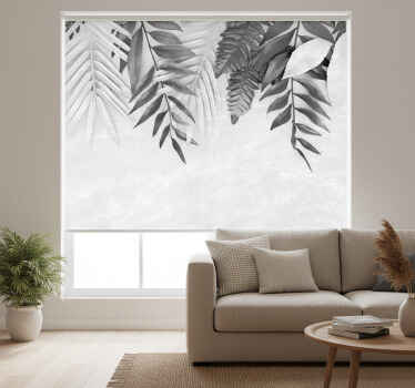 White roller blind with gray feather pattern - TenStickers