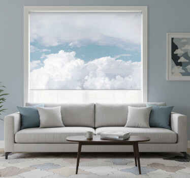 White roller blind white fluffy clouds - TenStickers