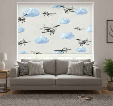 White roller blind airplanes in the sky - TenStickers