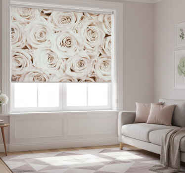 White roller blind with elegant pink flower design - TenStickers
