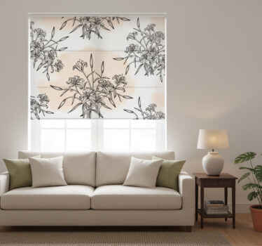 White roller blind with panoramic lily wallpaper - TenStickers
