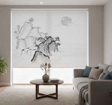 White roller blind cliff and sea design - TenStickers