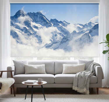 White roller blind alpine landscape - TenStickers
