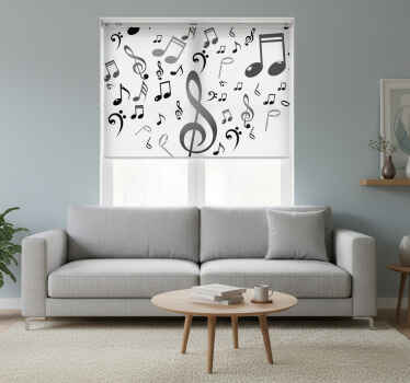 White roller blind with musical notes design - TenStickers