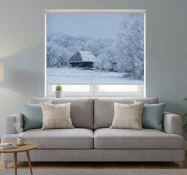 White roller blind for snowy courtyard home - TenStickers