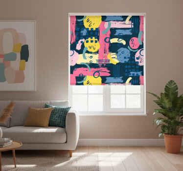 Tenda a rullo soggiorno astratta colorata - TenStickers
