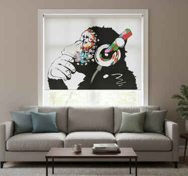 Living room blind inspired by mono banksy music - TenStickers