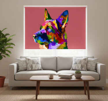 Living room blind rainbow german shepherd - TenStickers