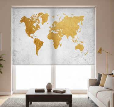 Living room blind golden world map - TenStickers