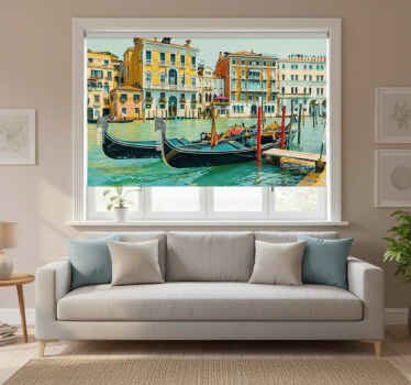 Living room blind aquarella venice canals - TenStickers