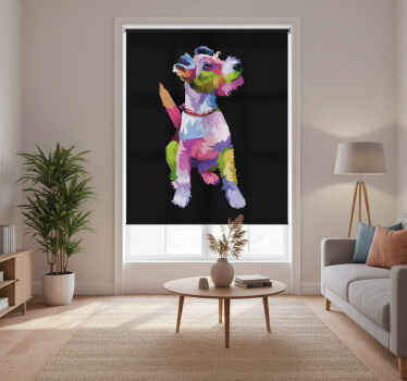 Living room blind geometric fox terrier design - TenStickers