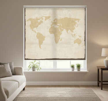 Living room blind vintage white and beige worldmap - TenStickers