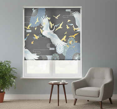 Living room blind with oriental bird design - TenStickers