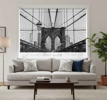 Tenda a rullo soggiorno ponte di brooklyn bianco e nero - TenStickers