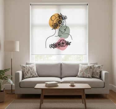 Living room blind with stunning floral face design - TenStickers