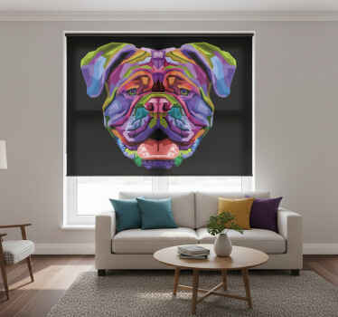 Cortina roller living comedor perros modernos a color - TenVinilo