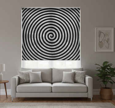 Tenda a rullo soggiorno vortice bianco e nero - TenStickers