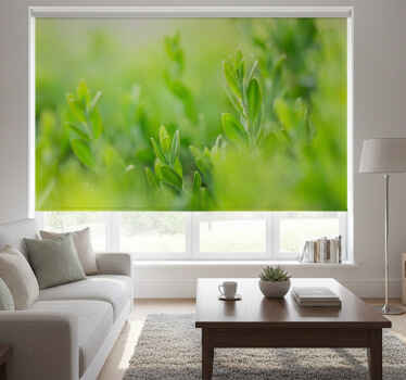 Cortina roller living comedor hojas verdes primavera - TenVinilo