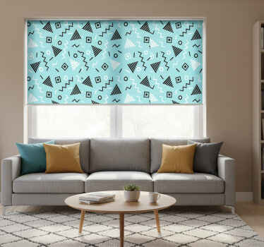 Cortina roller living comedor estilo memphis años 80 - TenVinilo