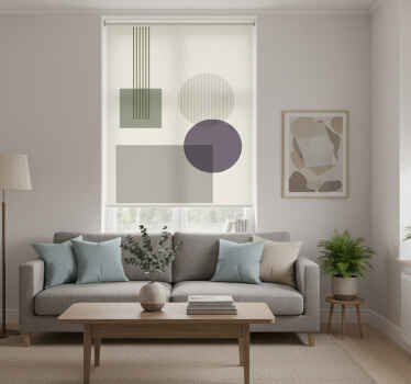 Cortina roller living comedor formas geométricas suaves - TenVinilo