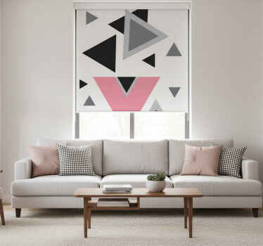 Cortina roller living comedor arte abstracto triángulos - TenVinilo