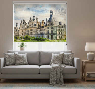 Cortina roller living comedor castillo francés - TenVinilo