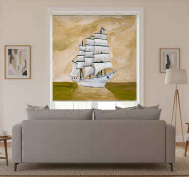 Estor enrollable salón pintura contemporánea barco fantasma - TenVinilo