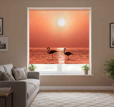 Living room blind featuring beautiful flamingo sunset - TenStickers