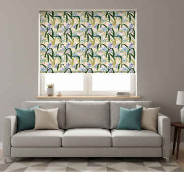 Rolgordijn woonkamer kleurrijk patroon abstracte bladeren - TenStickers
