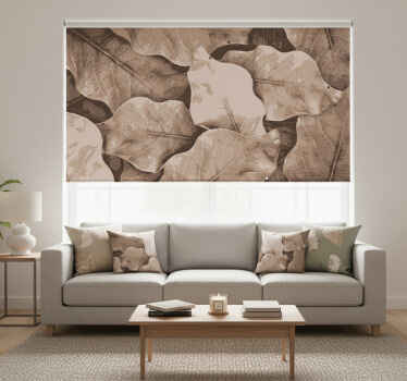 Rolgordijn woonkamer beige drie bladeren - TenStickers