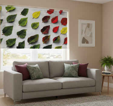 Rolgordijn woonkamer bovenaanzicht kleurrijke bladeren - TenStickers