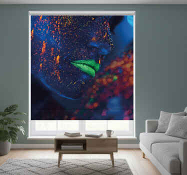 Rolgordijn woonkamer kleurrijke handgeschilderde mond - TenStickers