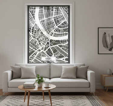 Rolgordijn woonkamer topografische kaart basel - TenStickers