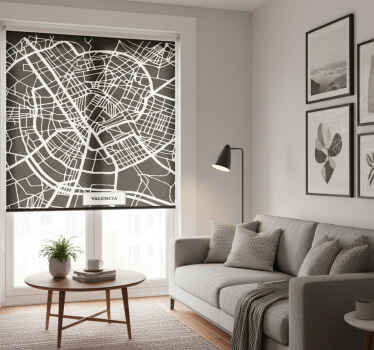 Rolgordijn woonkamer topografische kaart valencia - TenStickers