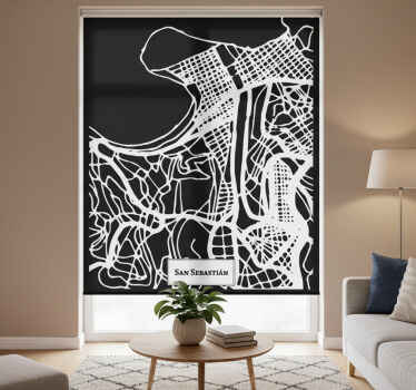 Rolgordijn woonkamer topografische kaart san sebastián - TenStickers