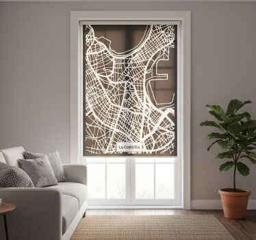 Rolgordijn woonkamer topografische kaart coruña - TenStickers