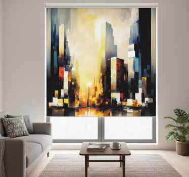 Rolgordijn woonkamer moderne abstracte stadsartiest - TenStickers