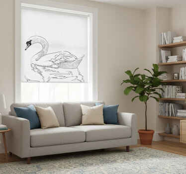 Rolgordijn woonkamer schets zwaan - TenStickers