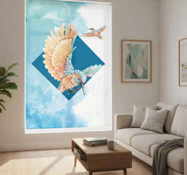 Rolgordijn woonkamer ijsvogel motief - TenStickers