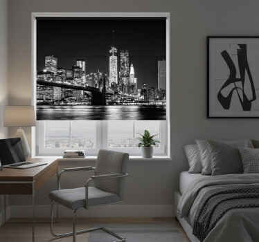 Black roller blind new york east river mural - TenStickers