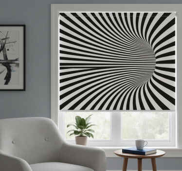 Black roller blind 3d tunnel black and white - TenStickers