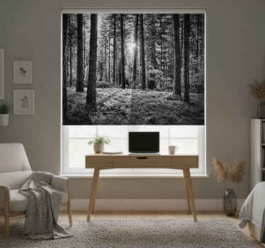 Black roller blind monochrome forest design - TenStickers
