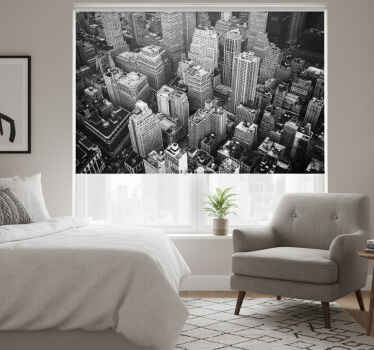 Black roller blind new york aerial monochrome - TenStickers