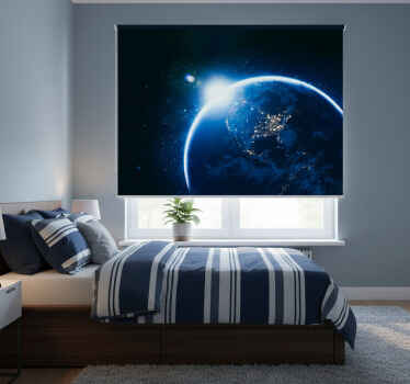 Black roller blind earth from space with solar flare - TenStickers