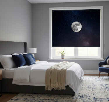 Black roller blind grey moon in outer space - TenStickers