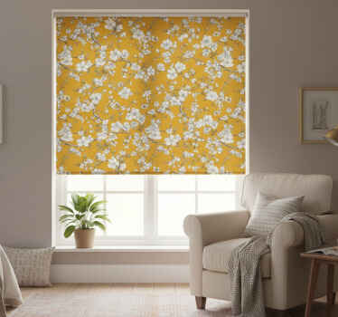 Yellow blind with floral vintage pattern - TenStickers